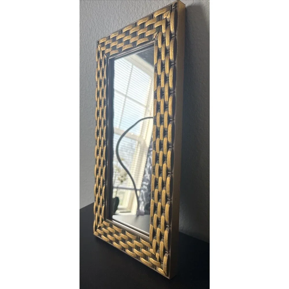 Vtge Uttermost Woven In Time Gold Mirror, Decorative Woven Texture Golden Frame